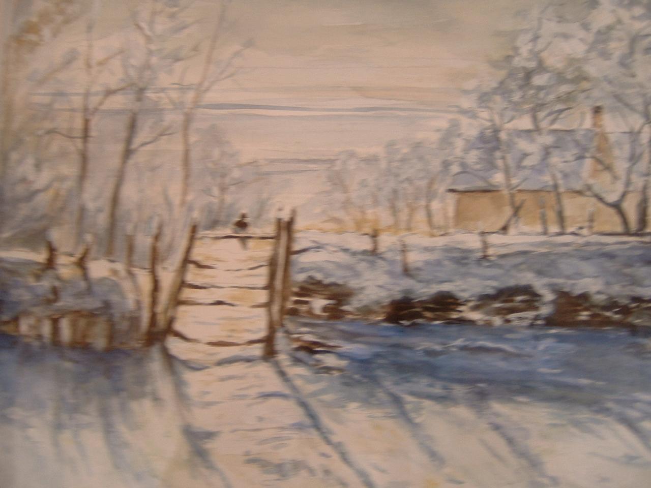 Aquarelle COPIE  de La Pie de Monet
